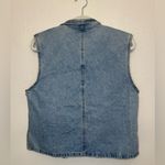 Vintage Denim Y2K Jou Jou Vest Red Plaid Flannel Lining Size S Blue Photo 5