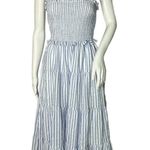 Dress Forum Dress Womens Small Blue White Striped Charlotte Midi Tiered Nautical Photo 0