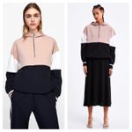 ZARA Oversized Hoodie Lightweight Half Zip Jacket Small Funnel Neck Pouch Pocket Photo 1