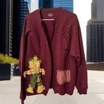 Fruit of the Loom VTG 80s Fruit/Loom ART Fleece Cardigan Customize Patchwork Granny Whimsygoth Xl Photo 0