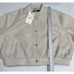 ZARA Soft Bomber Jacket Cropped Womens Sz XXL Pockets Snaps Beige 3046/319/712 Photo 10