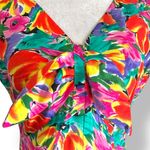Vintage Jessica Howard Petite Yellow Pink Floral Wiggle Dress Bow Detail Mini Size 4P Photo 6