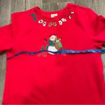 Bechamel Red Embroidered Winter Holiday Sweatshirt Women’s Size Small Photo 4