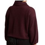 Max Studio NWT Studio Women's Waffle Knit Cowl Neck Pullover Top Pockets Burgundy 2X Soft Photo 1