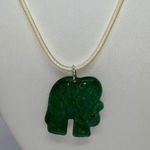 Handmade Cream Wax Green Elephant Necklace Photo 1