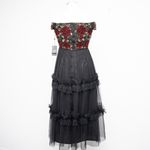 Adrianna Papell  - Rose Beaded Velvet Tulle Fit & Flare Dress Photo 2