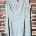 Tahari Olive Army Green Linen Sleeveless Collared A-Line Shirt Dress Women's 14 Photo 0