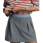 Anthropologie Pleated Boxer Mini Skort Gray Blue Size XL NEW Photo 0