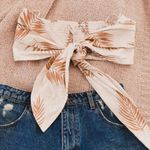 Billabong x Sincerely Jules Cotton Tie Front Beach Bandeau Top in Leaf Print Photo 0