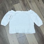 Loft White Linen Blend Peasant Blouse Women’s L Boxy Boho Coastal Beach Cottege Photo 2