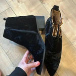 Journee Collection NEW  Tru Comfort Foam Aqua Bootie Blk Crushed Velvet Lace 12 Photo 6