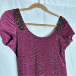 Free People  Bringing Sexy Back Low Scoop Backless Beaded Shirt Sleeve Mini Dress Photo 5