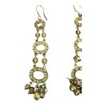Liz Claiborne  Green Gold Rhinestone Dangle Circle Formal Holiday Hook Style Photo 1