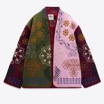 ZARA  Multicolored Bohemian Hippie Embroidered Long Sleeve Cotton Jacket Sz M Photo 3