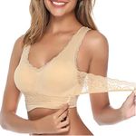 Beige Shaping Wireless Silky Bra, Front Cross Side Buckle Lace L NWOT Tan Size L Photo 0