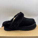 UGG  Disquette Black Suede Fur Cuff Slide Platform Slipper Shoes Size 7 Women New Photo 8