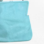 1950s Vintage Robin’s Egg Blue Leather Clutch Purse Mid Photo 1
