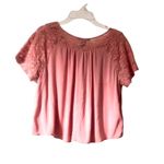 Forever 21  Blush Pink Short Sleeve Crop Blouse Sz Small Photo 7
