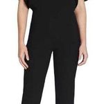 IRO Ruffled Crepe Singles Open V-Back Cropped Jumpsuit Black Women's FR/ 34 US 2 Photo 0
