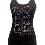 RAW THREADS Race You To The Castle Navy Racerback Graphic Race Tank Top XS Blue Photo 0