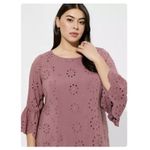 Torrid  Dusty Rose Eyelet Challis Bell Sleeve Drop Waist Dress Size‎ 1X Photo 1