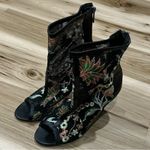 Cape Robbin  Black Mesh Floral Embroidered Open Toed Booties Women’s 9 Photo 3