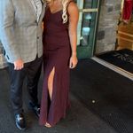 Birdy Grey  Jay Cabernet Stretch Crepe Front Slit Long Dress Maroon- Size Small Photo 6