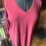 Eileen Fisher  red v-neck oversized S long sleeve shirt Photo 0