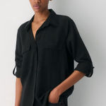 Babaton  Black Button Down Shirt Utility Military Minimalist Women's size Medium Photo 0
