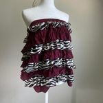 Collegiate Outfitters Vintage Y2K Maroon & Zebra Print Skirt Womens Size XL Ruffle Tiered‎ Tube Top Photo 1