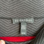 Eileen Fisher  Silk Cotton Herringbone Mock Neck Long Sleeve Sweater Sz M Black Photo 2