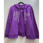full zip Women hoodie size XL purple 100% cotton Kansas state logo rhinestones Photo 2