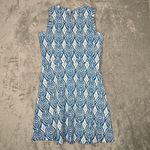 Hatley Dress Womens Medium Blue White Geometric Jersey Knit Office Business Blue Photo 2
