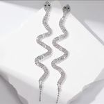 Bebe  Long Serpentine diamond paved crystal snake drop earrings Photo 2