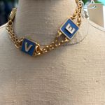 Tory Burch LOVE blue enamel goldtone 7” bracelet Photo 5