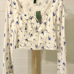 Wild Fable Women's Floral Milkmaid Top Cream Blue - Small Photo 0