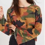 Madewell Merino Wool Bunny Rabbit Camo Print Flare Bell Sleeve Cropped Sweater Photo 0