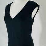Ann Taylor V Neck Black Cap Sleeve Sheath Dress w Side Detail & Zipper Size 4P Photo 3