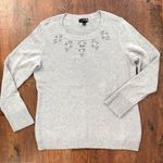 The Limited  grey knit sweater with rhinestone embellishment, size L Photo 4