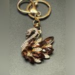 1pc Rhinestone Swan Keychain Elegant Animal Alloy Key Chain Ring Bag Backpack Brown Photo 1