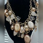 Gold and Silver Charm Necklace with Pearl and Crystal Accents Photo 5