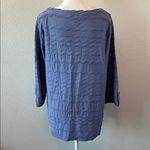 Christopher & Banks Christoper & Banks 3/4 Sleeve Ripple Textured Boatneck TShirt Blue Size Large Photo 2