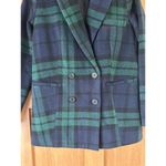 Avec Les Filles Green/Navy Tartan Plaid Double Breasted Blazer Women’s sz Small Photo 3