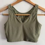 Klassy Network | Olive Green Cropped Notch Collar Brami Top | Medium Photo 0