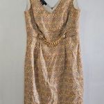 Etcetera  SLEEVELESS PAISLEY SHEATH DRESS  GOLD CHAIN LINED/POCKETS Photo 0
