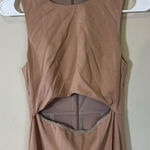 NBD Women's Small Long Dress Beige Nude Cutout Slit Stretch Photo 0