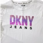 DKNY  White Tee with Purple Logo Sz Medium Photo 1