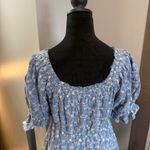 Old Navy  Scoop‎ Neck Short Sleeve Ruffle Blue White Embroidered Floral Dress M Photo 6