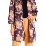 Chelsea & Violet Chelsea & Theodore faux leather/suede deep purple w/floral open jacket Size L Photo 0