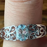 Natural Aquamarine Sterling Silver Ring Size 8 Photo 0